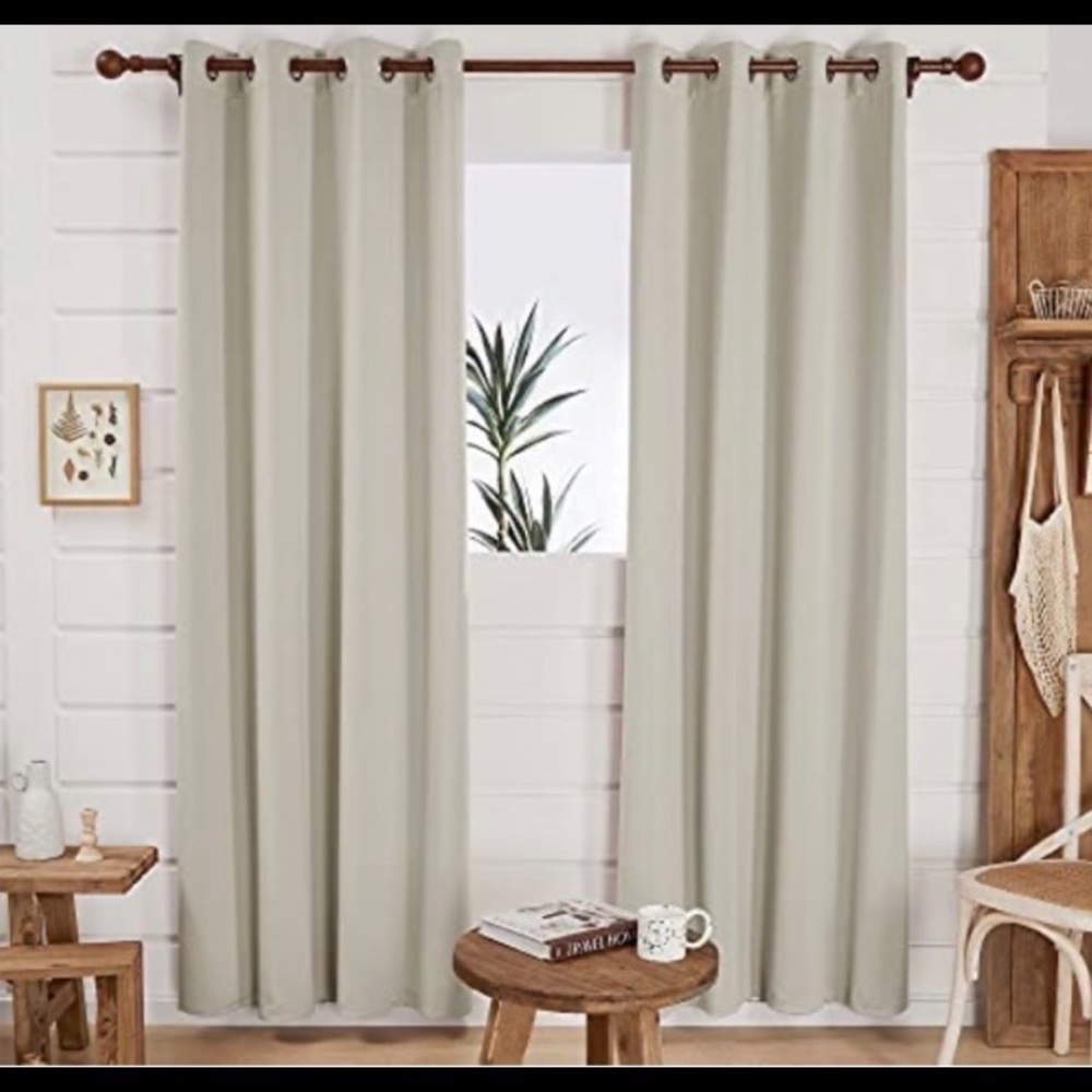 Deconovo Beige Curtains 84 Inch 2 Panels Stainless Grommet/Rings
